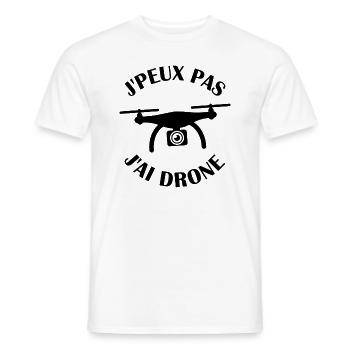 J peux pas j ai Drone - T-shirt homme - blanc - Devant - AI Model Male 178 dark (178cm)