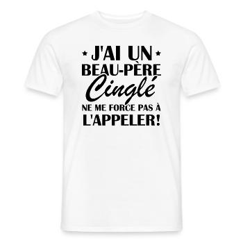 Beau-père cinglé - T-shirt homme - blanc - Devant - AI Model Male 178 dark (178cm)