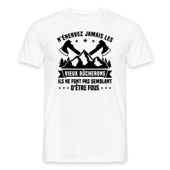Bucheron Travail Du Bois Bûcheron Humour Cadeau - T-shirt homme - blanc - Devant - AI Model Male 178 dark (178cm)