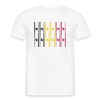 Canne à pêche drapeau Belgique humour cadeau - T-shirt homme - blanc - Devant - AI Model Male 178 dark (178cm)