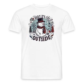 Baby, It’s Cold Outside: Festive Snowman Apparel - Men's T-Shirt - white - Front - AI Model Male 178 dark (178cm)