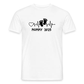Maman 2025 Battement de cœur - T-shirt homme - blanc - Devant - AI Model Male 178 dark (178cm)