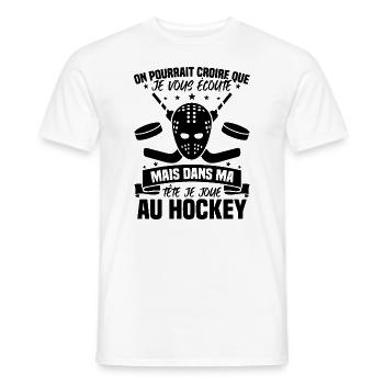 Dans ma tête je joue au hockey - T-shirt homme - blanc - Devant - AI Model Male 178 dark (178cm)