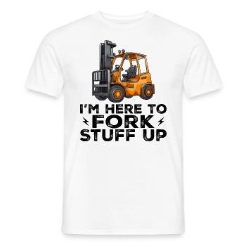Chariot élévateur à fourche Je suis ici pour fourc - T-shirt homme - blanc - Devant - AI Model Male 178 dark (178cm)