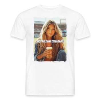 La femme de mes rêves ! Une gamer girl boit de la bière... - T-shirt homme - blanc - Devant - AI Model Male 178 dark (178cm)