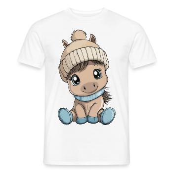 cheval mignon mignon bébé enfants animal dessin animé - T-shirt homme - blanc - Devant - AI Model Male 178 dark (178cm)