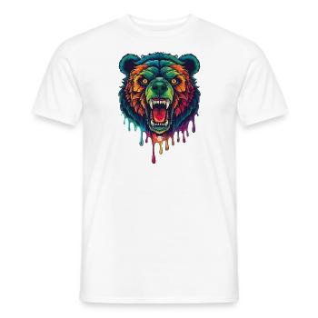 08 Bunter wilder böser Monster Bär Farbtropfen - Männer T-Shirt - Weiß - Vorne - AI Model Male 178 dark (178cm)