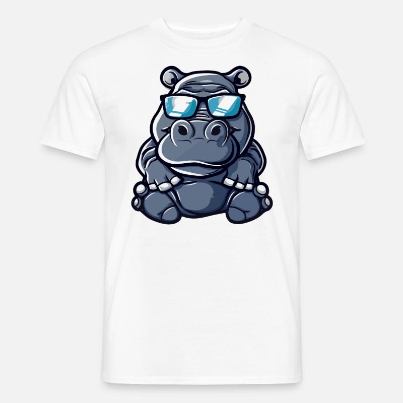 Nilpferd Cool Comic - Männer T-Shirt - Weiß