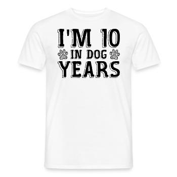 I'm 10 In Dog Years Tees | Funny 70th Birthday - T-shirt homme - blanc - Devant - AI Model Male 178 dark (178cm)