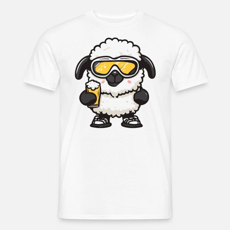 Schaf Apres Ski Bier Comic - Männer T-Shirt - Weiß