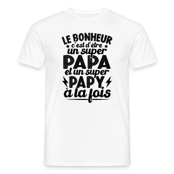 Le Bonheur D'être Un Super Papa Et Un Super Papy - T-shirt homme - blanc - Devant - AI Model Male 178 dark (178cm)