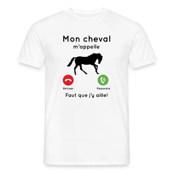 Mon cheval m'appelle faut que j’y aille Cadeau - T-shirt homme - blanc - Devant - AI Model Male 178 dark (178cm)