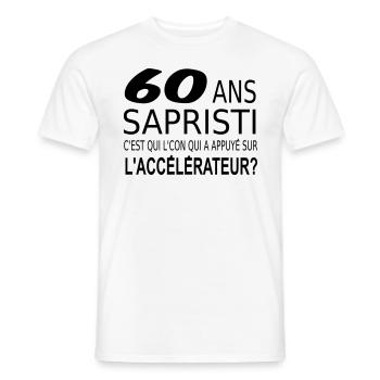 Sapristi j ai 60 ans - T-shirt homme - blanc - Devant - AI Model Male 178 dark (178cm)