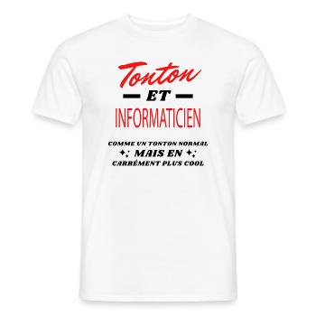 Tonton et INFORMATICIEN - T-shirt homme - blanc - Devant - AI Model Male 178 dark (178cm)