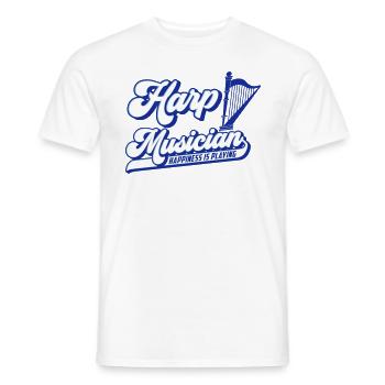 Harpiste Musicien Joueur de Harpe Harpe | Couleur modifiable - T-shirt homme - blanc - Devant - AI Model Male 178 dark (178cm)