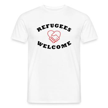Refugees Welcome - Flüchtlinge Willkommen - Men's T-Shirt - white - Front - AI Model Male 178 dark (178cm)