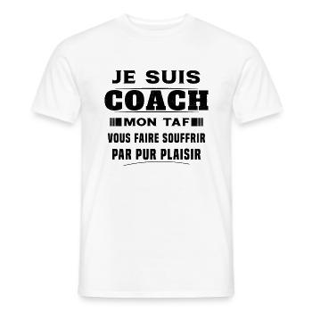Humour entraîneur cadeau sportif Je suis coach - T-shirt homme - blanc - Devant - AI Model Male 178 dark (178cm)