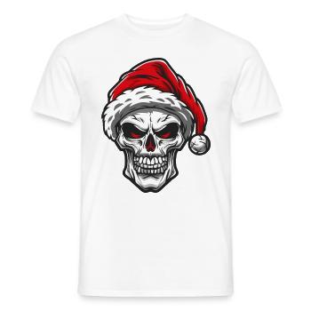 Santa Claus Skull Xmas - Men's T-Shirt - white - Front - AI Model Male 178 dark (178cm)
