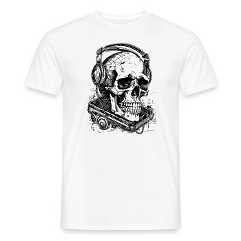 Crâne avec casque et magnétophone à cassettes - T-shirt homme - blanc - Devant - AI Model Male 178 dark (178cm)