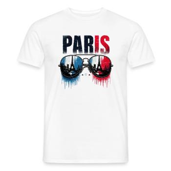 Paris Sunglasses Eiffel Tower Reflection - Men's T-Shirt - white - Front - AI Model Male 178 dark (178cm)