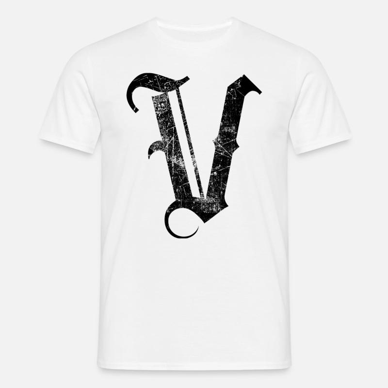 Tshirt alphabet initial V - Men's T-Shirt - white