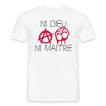 ni dieu ni maitre - T-shirt homme - blanc - Devant - AI Model Male 178 dark (178cm)