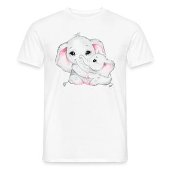 Elephant Family Mama Baby T-Shirt - Men's T-Shirt - white - Front - AI Model Male 178 dark (178cm)