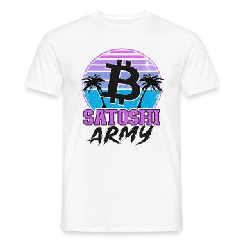 Satoshi Army Retrowave Crypto-monnaies Bitcoin - T-shirt homme - blanc - Devant - AI Model Male 178 dark (178cm)