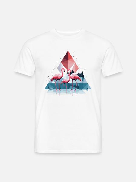 3 Flamingos im Wasser - Männer T-Shirt - Weiß