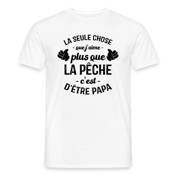 J'aime pêcher et être papa, Cadeau papa pêcher - T-shirt homme - blanc - Devant - AI Model Male 178 dark (178cm)