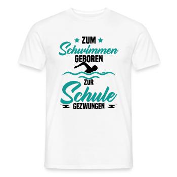 Né pour nager Forcé d'aller à l'école - T-shirt homme - blanc - Devant - AI Model Male 178 dark (178cm)