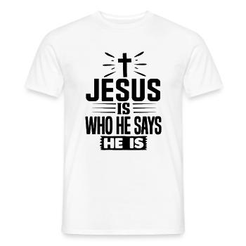 Jésus est ce qu’il dit être - Jésus-Christ - T-shirt homme - blanc - Devant - AI Model Male 178 dark (178cm)