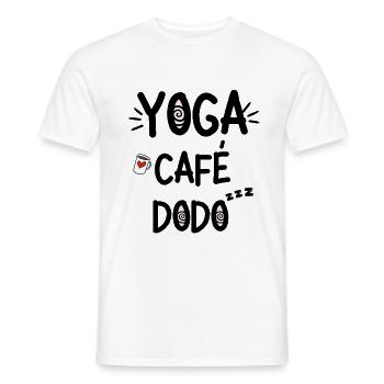 Yoga Café Dodo Humour - T-shirt homme - blanc - Devant - AI Model Male 178 dark (178cm)