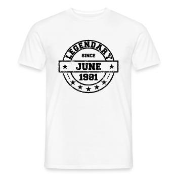 Legendary since Juni 1981 - Geburtstag - Männer T-Shirt - Weiß - Vorne - AI Model Male 178 dark (178cm)