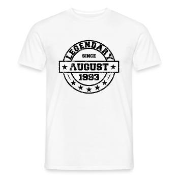 Legendary since August 1993 - Geburtstag - Männer T-Shirt - Weiß - Vorne - AI Model Male 178 dark (178cm)