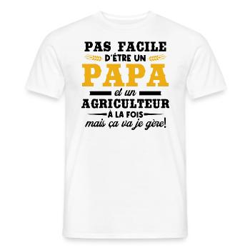 Papa et un agriculteur - T-shirt homme - blanc - Devant - AI Model Male 178 dark (178cm)