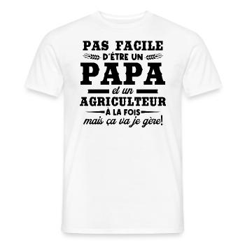 Papa et un agriculteur - T-shirt homme - blanc - Devant - AI Model Male 178 dark (178cm)