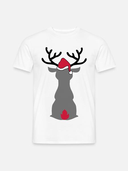 Moose with Christmas hat - Men's T-Shirt - white