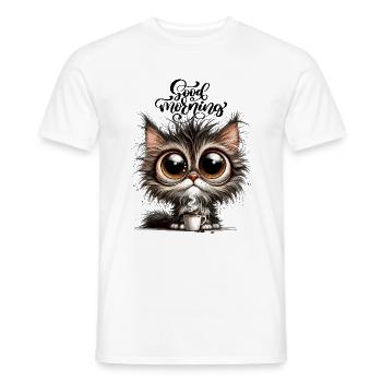 Katze Kaffee Koffein Kaffeebecher Morgenmuffel Süß - Männer T-Shirt - Weiß - Vorne - AI Model Male 178 dark (178cm)