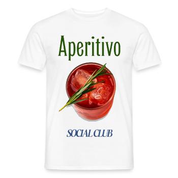 Sommer Shirt – Aperitivo Social Club - Männer T-Shirt - Weiß - Vorne - AI Model Male 178 dark (178cm)