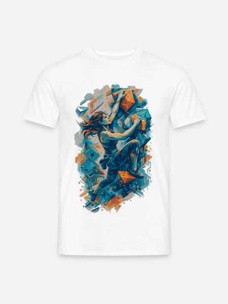 Bouldern Frau Design – Kletterin an Boulderwand - Männer T-Shirt - Weiß