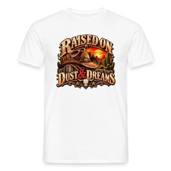 Raised on Dust & Dreams – Western Cowboy - Männer T-Shirt - Weiß - Vorne - AI Model Male 178 dark (178cm)