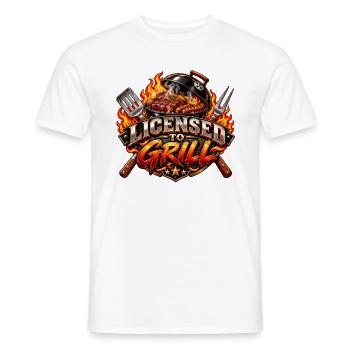 Lizenz zum Grillen – Vintage BBQ Master - Männer T-Shirt - Weiß - Vorne - AI Model Male 178 dark (178cm)