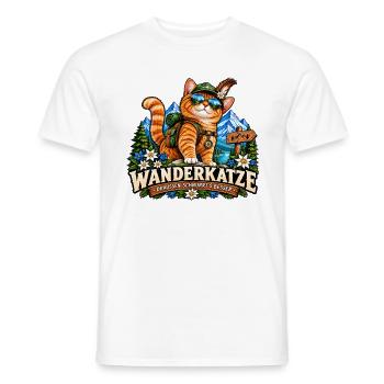 Wanderkatze Berge – Draußen schnurrt's besser - Männer T-Shirt - Weiß - Vorne - AI Model Male 178 dark (178cm)