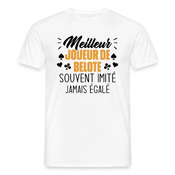 Jamais égalé meilleur joueur de belote - T-shirt homme - blanc - Devant - AI Model Male 178 dark (178cm)