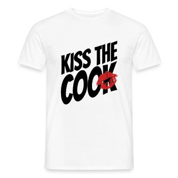 Embrasser le cuisinier - coq - jeu de mots - dire - T-shirt homme - blanc - Devant - AI Model Male 178 dark (178cm)