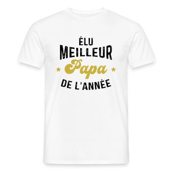 Elu meilleur papa de l année, idée cadeau papa - T-shirt homme - blanc - Devant - AI Model Male 178 dark (178cm)