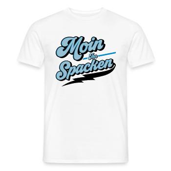 Farben änderbar | Moin ihr Spacken - Männer T-Shirt - Weiß - Vorne - AI Model Male 178 dark (178cm)