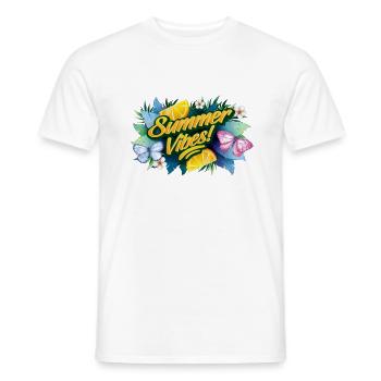 Schmetterlinge Blumen Sommer Urlaubszeit - Männer T-Shirt - Weiß - Vorne - AI Model Male 178 dark (178cm)