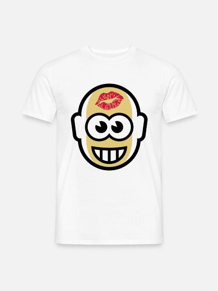 Baldy With Kiss On Forehead (3C) - Men's T-Shirt - white